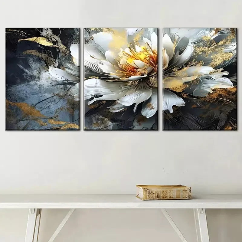 3pcs Aesthetic Abstract Floral Landscape Wall Art Set Canvas Framed 40x60cm - High Quality Print 100% Australian Made Wall Canvas Ready to Hang