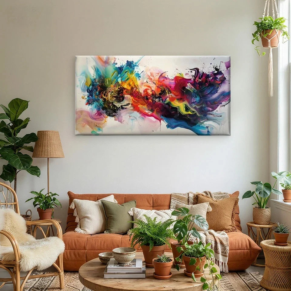 Abstract Liquid Motion Wall Art Canvas Office Home Room Framed 80x45cm
