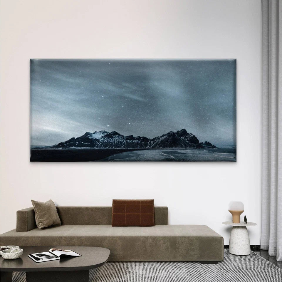 Starry Sky Mountain Wall Art Canvas Office Home Room Framed 80x45cm