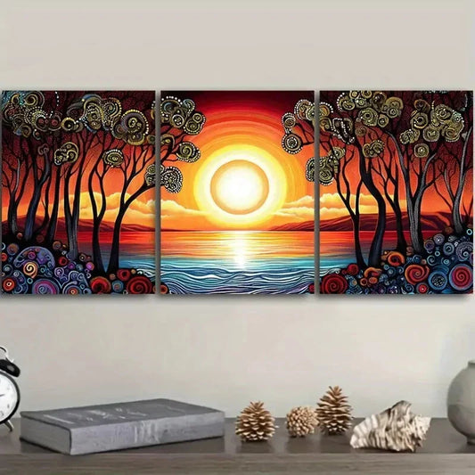 3pcs Beautiful Aboriginal Pointillations Metal Print Ready to Hang Art