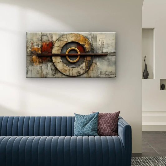 Abstract Concentric Circles Wall Art Canvas Office Home Room Framed 80x45cm