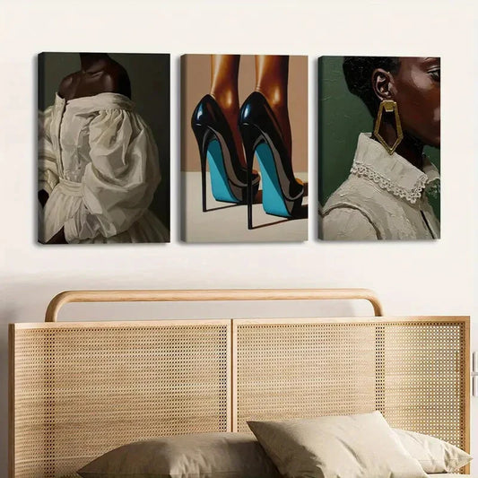 3pcs Fashion Artwork Vibrant Colors Black White Wall Art Set Canvas Framed 40x60cm - High Quality Print 100% Australian Made Wall Canvas Ready to Hang