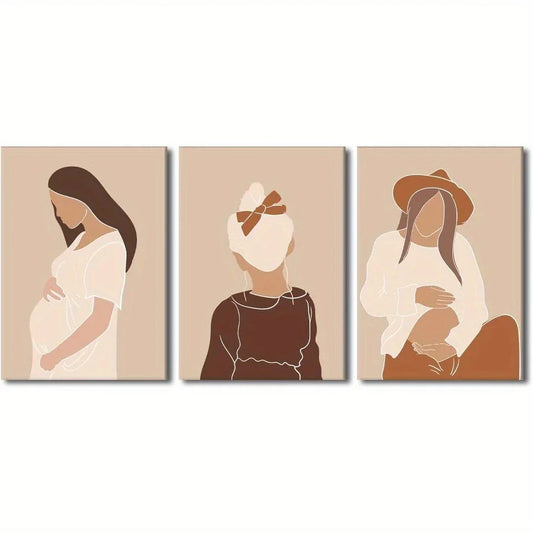 3pcs Pregnant Mother Abstract Great Mom Metal Print Ready to Hang Art