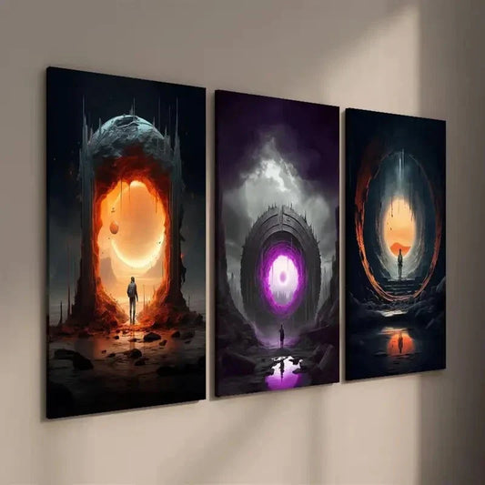 3pcs Fantasy Universe Design Wall Art Set Canvas Framed 40x60cm - High Quality Print 100% Australian Made Wall Canvas Ready to Hang