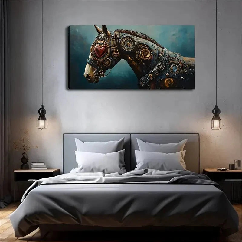 Modern Minimalist Steampunk Wall Art Canvas Office Home Room Framed 120x60cm