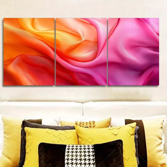 3pcs Flowing Silk Design, Art Deco Modern Wall Art Set Canvas Framed 40x60cm - High Quality Print 100% Australian Made Wall Canvas Ready to Hang