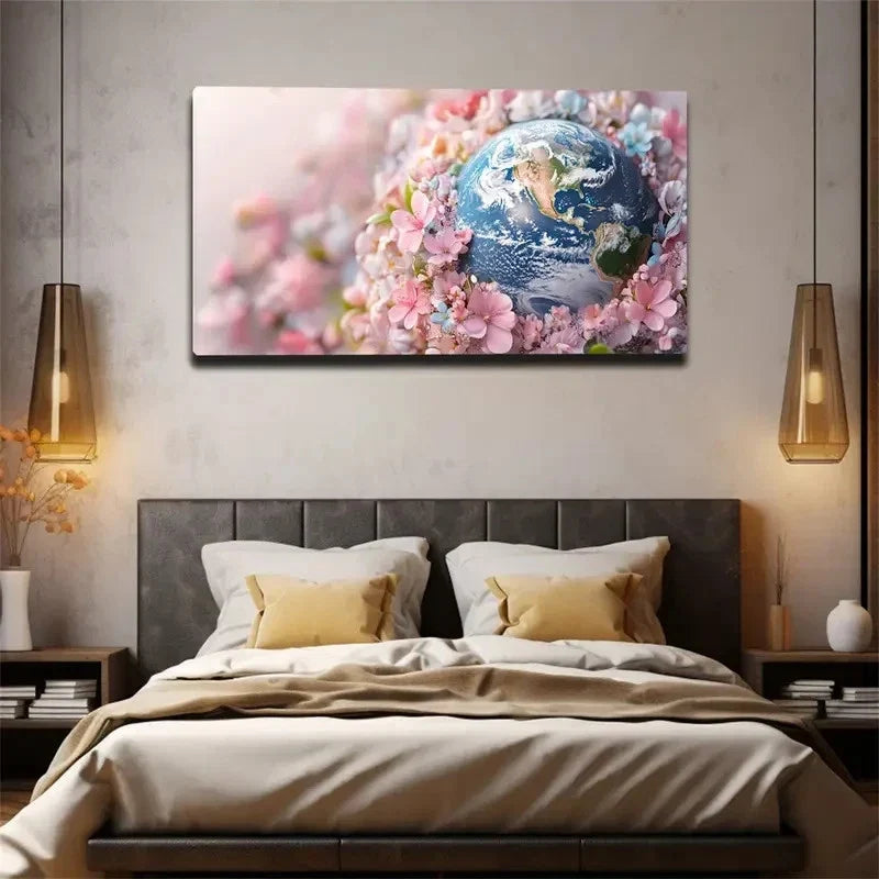 Soft Pastel Flowers Modern Wall Art Canvas Office Home Room Framed 120x60cm