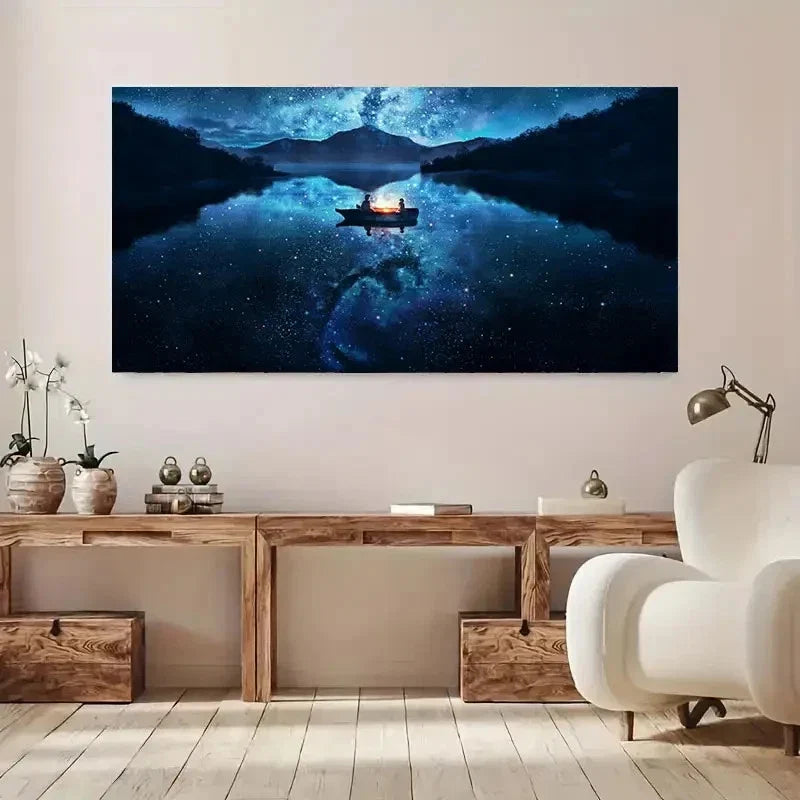 Classic Night Sky Landscape Wall Art Canvas Office Home Room Framed 120x60cm