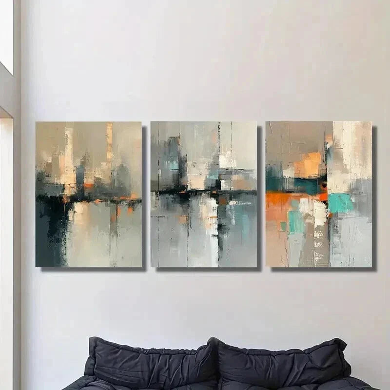 3pcs Minimalist Urban Cityscape Landscape Wall Art Set Canvas Framed 40x60cm - High Quality Print 100% Australian Made Wall Canvas Ready to Hang