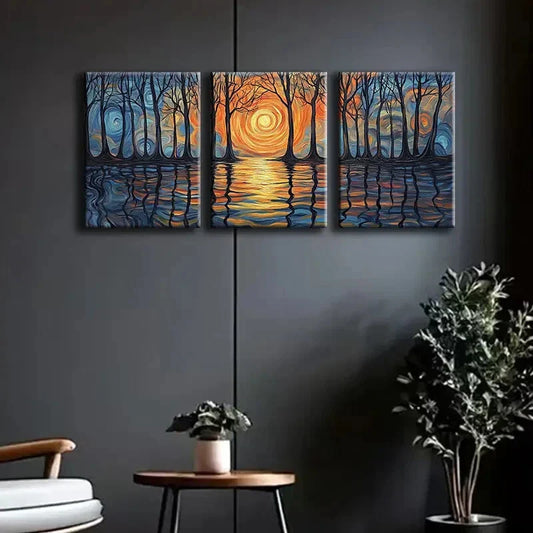 3pcs Abstract Ripple Reflections Shine Nature Wall Art Set Canvas Framed 40x60cm - High Quality Print 100% Australian Made Wall Canvas Ready to Hang