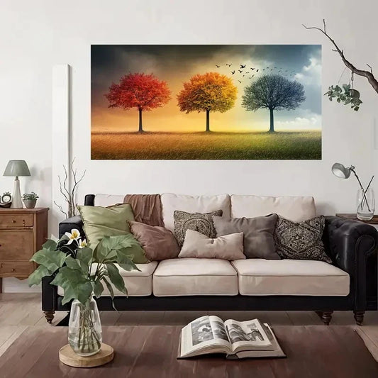 Autumn Landscape Trees Wall Art Canvas Office Home Room Framed 80x45cm