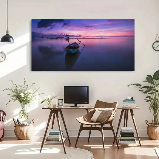 Sunrise Phu Quoc Island Boat Wall Art Canvas Office Home Room Framed 120x60cm
