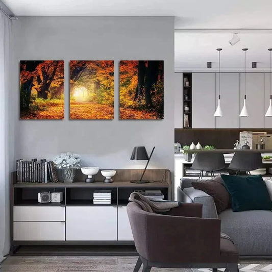 3pcs Red Maple Leaves Beautiful Metal Print Ready to Hang Art