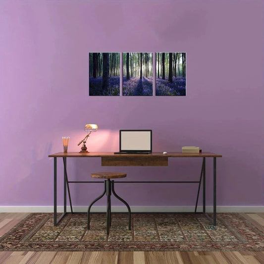 3pcs Purple Lavender Flowers Artwork Metal Print Ready to Hang Art