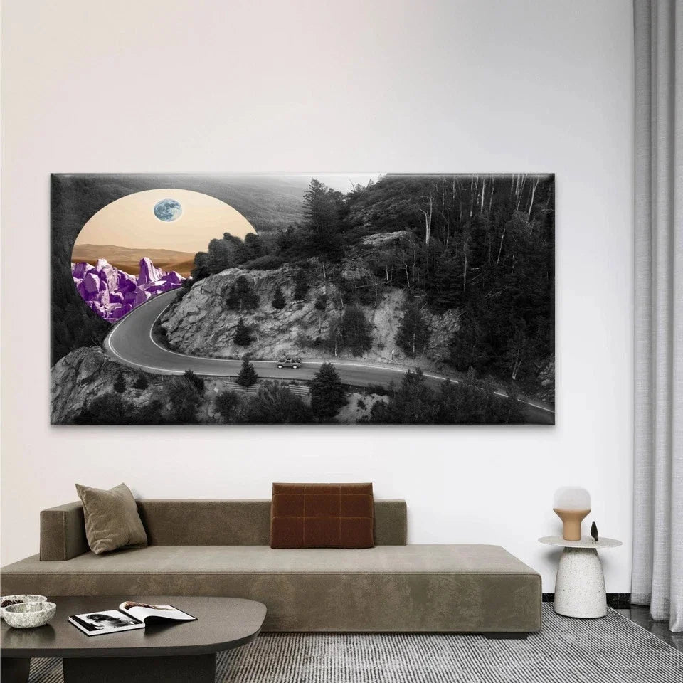 Collage of Landscapes Wall Art Canvas Office Home Room Framed 80x45cm