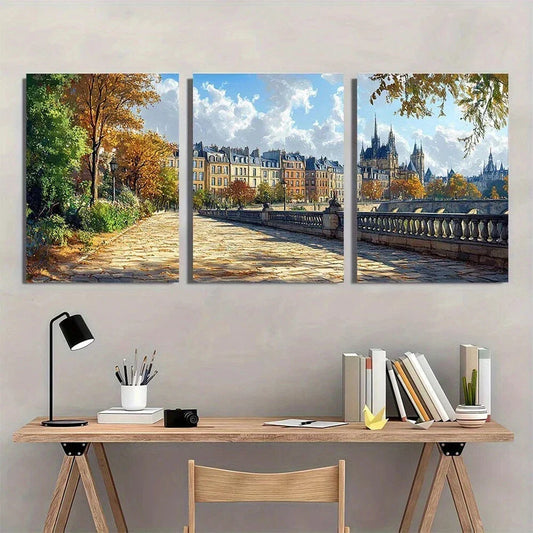 3pcs Vintage French Garden Neutral Style Metal Print Ready to Hang Art