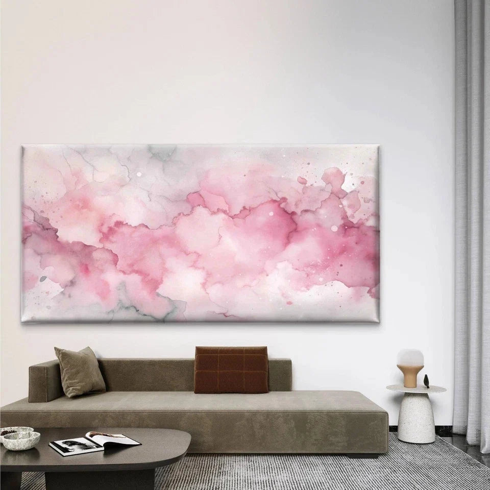 Beautiful Pink Watercolor Wall Art Canvas Office Home Room Framed 120x60cm