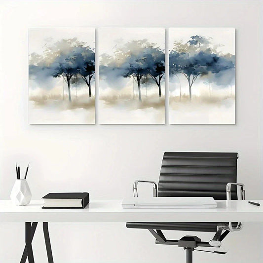 3pcs Wate Edge Abstract Painting Metal Print Ready to Hang Art