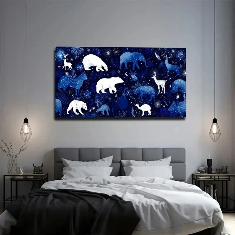 Creative-Style Animal Poster Wall Art Canvas Office Home Room Framed 80x45cm