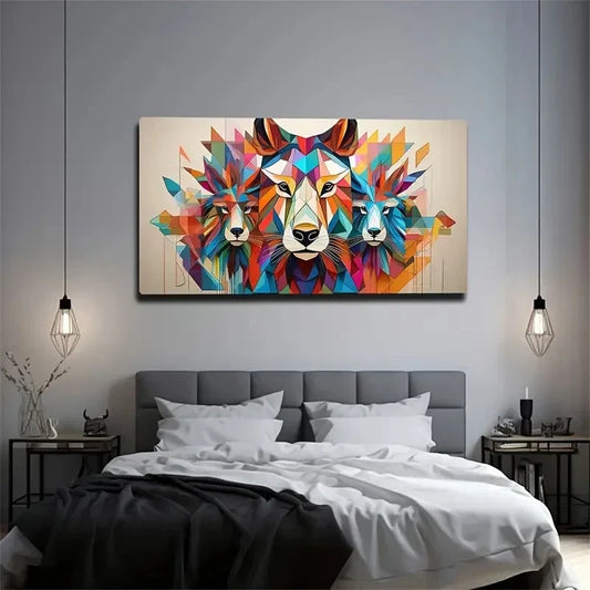 Abstract And Simple Colorful Wall Art Canvas Office Home Room Framed 80x45cm
