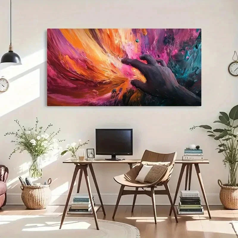 Colorful Abstract Modern Wall Art Canvas Office Home Room Framed 80x45cm