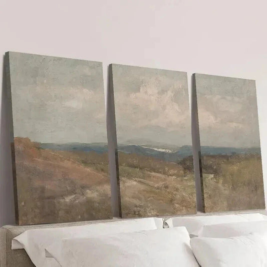 3pcs Vintage Antique Beach Hut Painting Wall Art Set Canvas Framed 40x60cm - High Quality Print 100% Australian Made Wall Canvas Ready to Hang