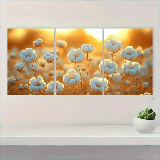 3pcs Farmhouse Flower Painting Metal Print Ready to Hang Art