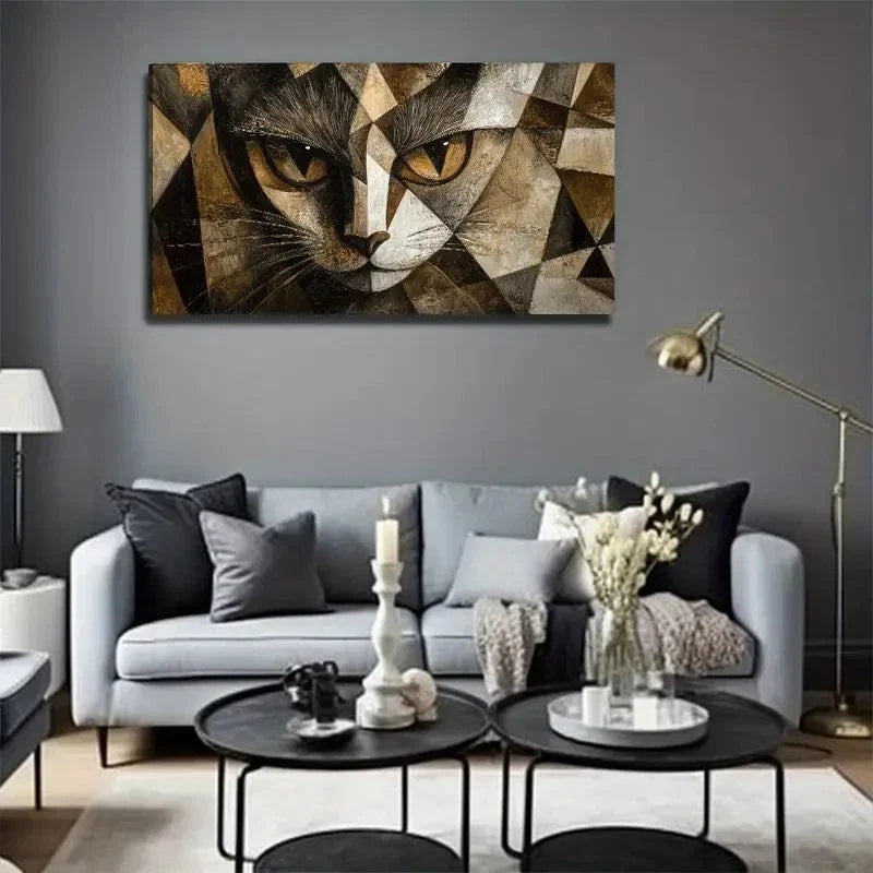 Hero Cat Modern Bohemian Wall Art Canvas Office Home Room Framed 80x45cm