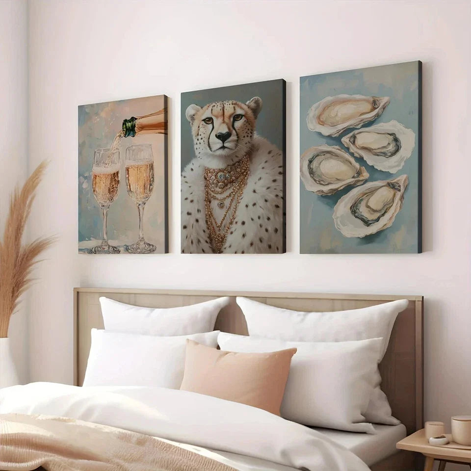 3pcs Champagner Glasses Style Art Aesthetic Wall Art Set Canvas Framed 40x60cm - High Quality Print 100% Australian Made Wall Canvas Ready to Hang