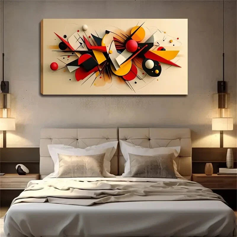Modern Geometric Shapes Wall Art Canvas Office Home Room Framed 120x60cm