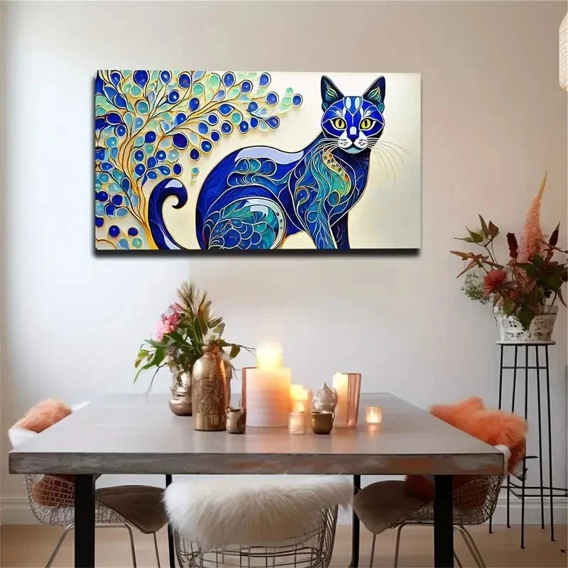 Blue White Porcelain Pattern Wall Art Canvas Office Home Room Framed 80x45cm