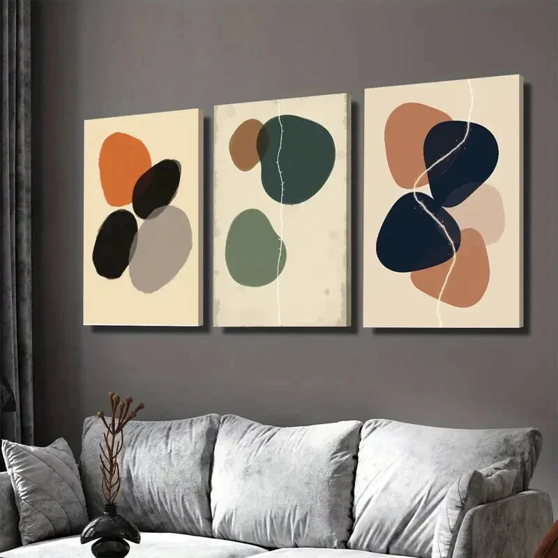 3pcs Modern Abstract Minimalist Vibrant Orange Wall Art Set Canvas Framed 40x60cm - High Quality Print 100% Australian Made Wall Canvas Ready to Hang