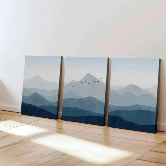 3pcs Abstract Nature Landscape Mountain Birds Wall Art Set Canvas Framed 40x60cm - High Quality Print 100% Australian Made Wall Canvas Ready to Hang