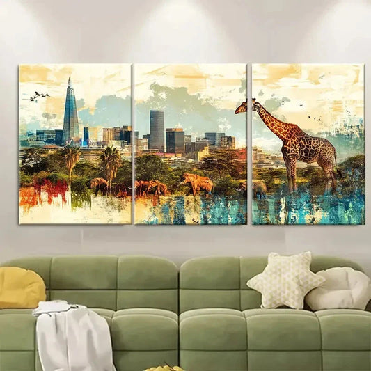 3pcs Johannesburg Safari South Africa Metal Print Ready to Hang Art