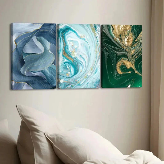 3pcs Modern Simple Nordic Style Abstract Green Wall Art Set Canvas Framed 40x60cm - High Quality Print 100% Australian Made Wall Canvas Ready to Hang