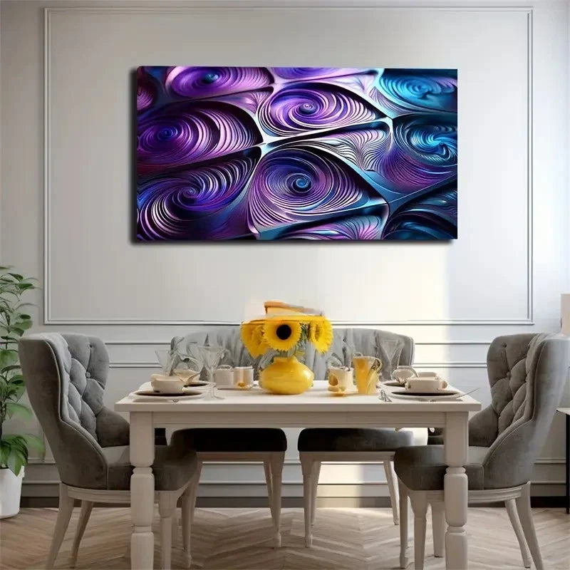 Abstract Purple Feathers Wall Art Canvas Office Home Room Framed 120x60cm