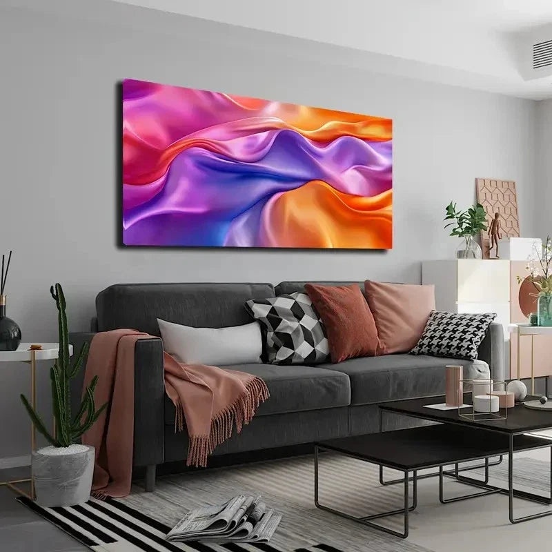 Vibrant Purple Orange Blue Wall Art canvas office home room framed 120x60cm