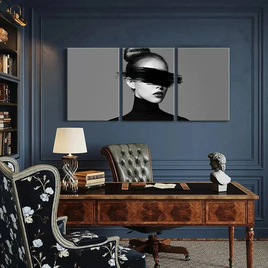 3pcs Geometric Marble Texture Golden Lines Metal Print Ready to Hang Art