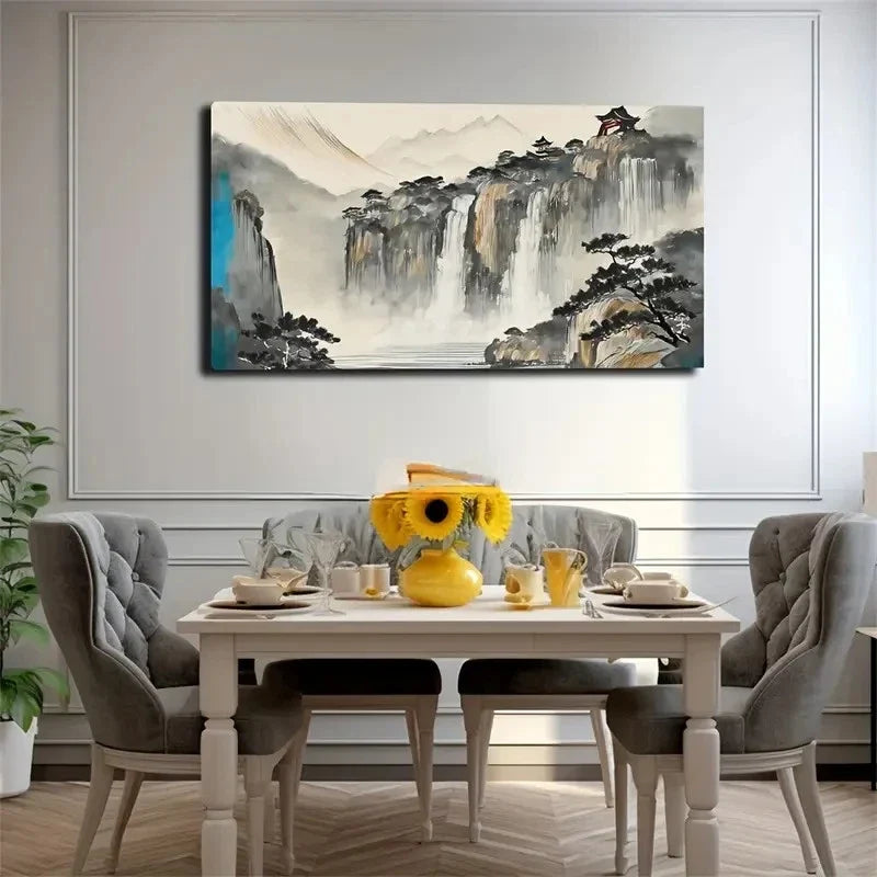 Serene Landscape Wall Art Canvas Office Home Room Framed 80x45cm
