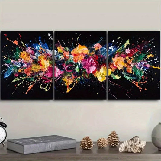 3pcs Deco Modern Colorful Explosion Dark Wall Art Set Canvas Framed 40x60cm - High Quality Print 100% Australian Made Wall Canvas Ready to Hang
