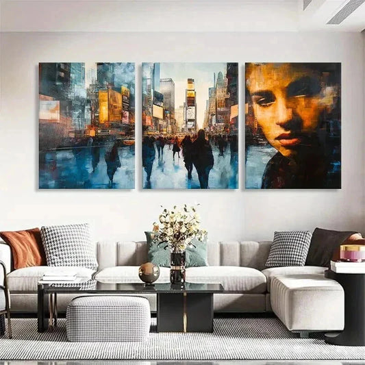 3pcs Urban Abstract Cityscape Portrait Prefect Wall Art Set Canvas Framed 40x60cm - High Quality Print 100% Australian Made Wall Canvas Ready to Hang