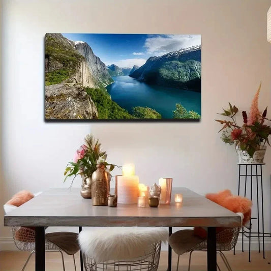 Snow-Capped Peaks Wall Art Canvas Office Home Room Framed 120x60cm