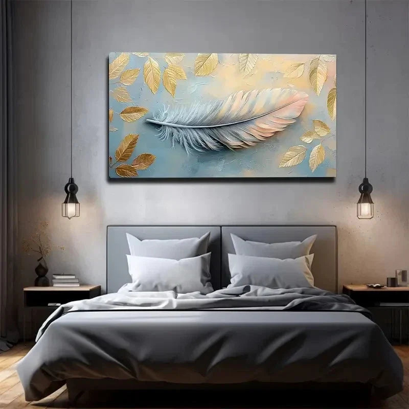 Definition Gradient Feather Wall Art canvas office home room framed 120x60cm