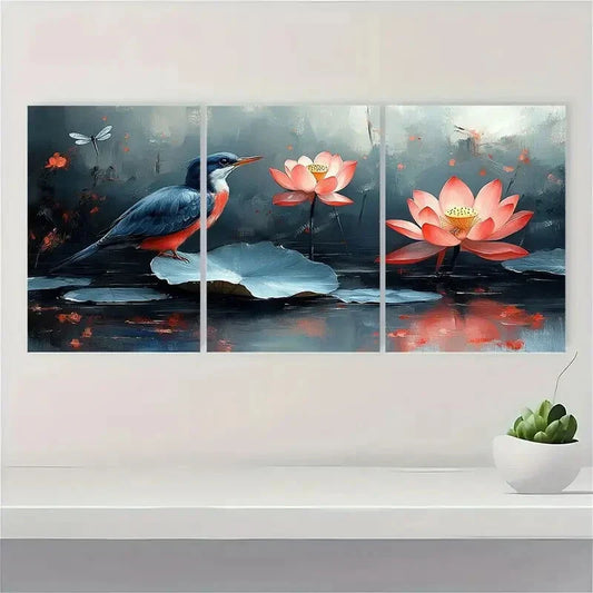 3pcs Modern Abstract Wetland Birds Metal Print Ready to Hang Art