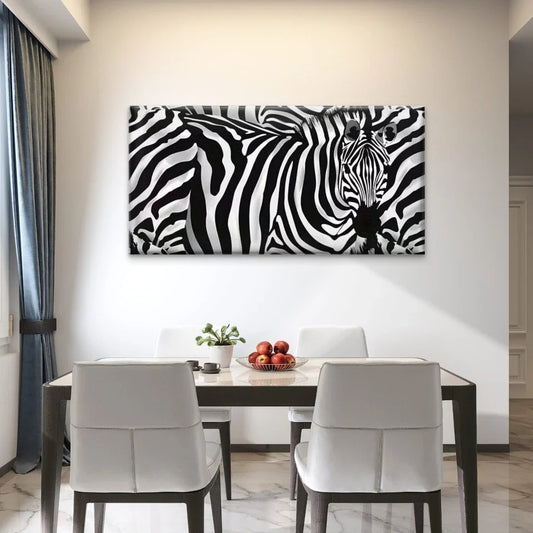 Abstract Zebra Stripes Wall Art Canvas Office Home Room Framed 80x45cm