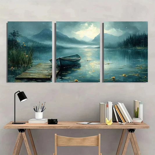 3pcs Elegant Modern Rainy Season Metal Print Ready to Hang Art
