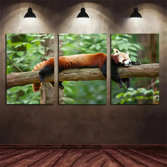 3pcs Animal Sleeping On Branch Metal Print Ready to Hang Art