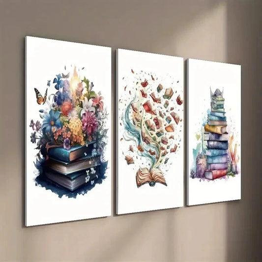 3pcs Painting of Flowers And Butterflies Wall Art Set Canvas Framed 40x60cm - High Quality Print 100% Australian Made Wall Canvas Ready to Hang