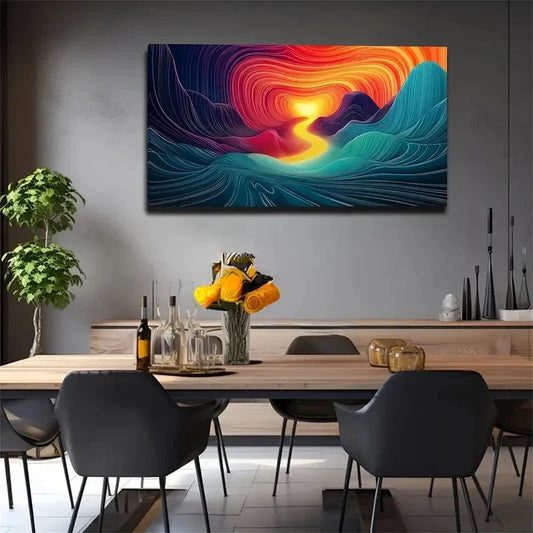 Colorful Line Shaping The Shape Wall Art Canvas Office Home Room Framed 120x60cm