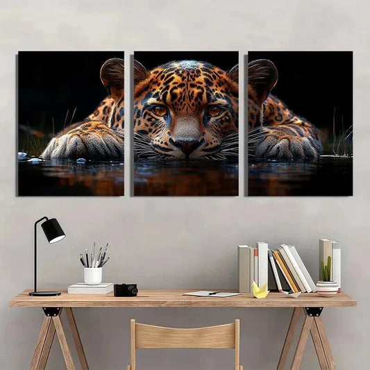 3pcs Modern Leopard Animal Themed Metal Print Ready to Hang Art